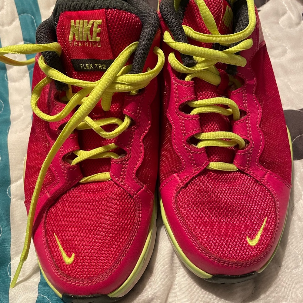 Nike Flex TR2 Pink and Neon Green Sneakers